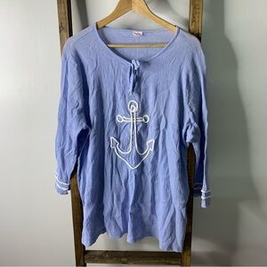 SunBay Blue Tunic with Anchor Design